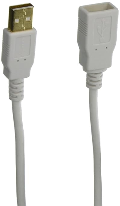 Monoprice USB Type-A to USB Type-A Female 2.0 Extension Cable - Gold Plated, 28/24AWG, 1.5 Feet, White (Pack of 2)