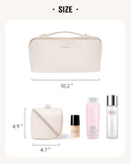 EACHY Travel Makeup Bag, Large Capacity Cosmetic Bag for Women, Waterproof PU Leather, Flat Open Portable Toiletry Bag for Skincare, Brushes & Travel Essentials