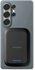 GALVANOX Magnetic Power Bank for Samsung Phones (15W) Wireless Charging Battery Pack for Android, Galaxy S24 S25 Plus, Ultra (Compatible with MagSafe Case Required) 5000mAh Portable Charger, Black