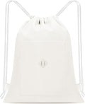 BAVELOE Drawstring Backpack Sports Gym Sackpack with Pockets Water Resistant Cinch String Bag for Women Men（Beige）