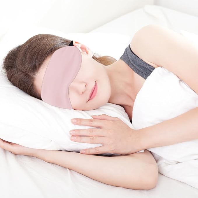 2 PCS Pink Satin Sleep Masks, Adjustable Silk Eye Mask for Sleeping, Blind Folds Soft Breathable Blindfold for Adults Couples Play Party Games Airplane Travel Essentials Eye Covers Patches Night Mask