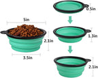 SLSON Collapsible Pet Bowl Dog Bowls 2 Pack, Portable Silicone Pet Feeder, Foldable Expandable for Dog/Cat Food Water Feeding, Travel Bowl for Camping (Light Blue+Light Green)