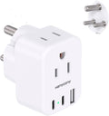 HANYCONY US to India Plug Adapter, Type D Travel Adapter with 3 Outlets 4 USB Ports(2 USB C), India Power Travel Adapter for USA to India, Bangladesh, Maldives, Pakistan