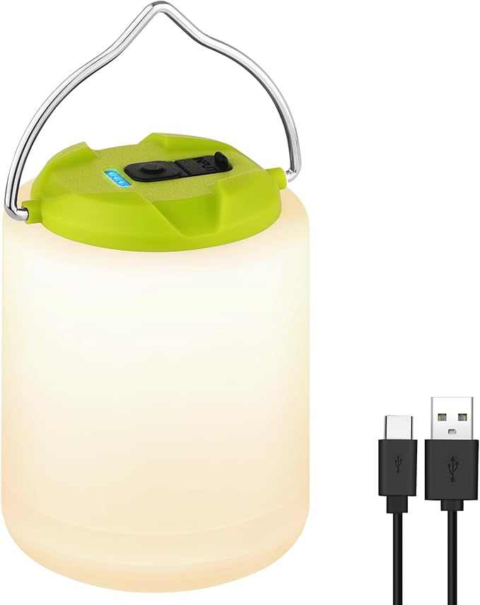 BOBKID LED Camping Lantern, Rechargeable Camping Light, 4 Modes Outdoor Flashlights Lanterns with 1000LM, Water Resistant Portable Emergency Camp Light for Hurricane Hiking Survival Kits - Green