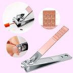 Manicure Set, Professional Women Nail Clippers Kit 4PCS， Stainless Steel Nail Cutter Care Tools Professional Grooming Kits, PU Leather Travel Case （rose gold）