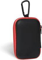 Earbud Case Portable EVA Storage Bag Cell Phone Accessories Organizer with Carabiner for Wired/Wireless Earphone, Earbud, Earpieces, SD Memory Card, Camera Chips, Tech Pouch, Rectangle, Red
