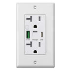 PD USB Outlet with Light,20W Power Delivery USB Receptacle with Night Light, 20A Tamper-Resistant Wall Outlet, Fast Charging Type A & USB-C Charger for Smartphones, Laptops, Tablets (1, White)
