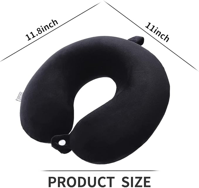GDEOUP Travel Pillow - Memory Foam Neck Pillow Support Pillow,Luxury Compact & Lightweight Quick Pack for Camping,Sleeping Rest Cushion (Black)