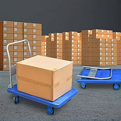 Heavy Duty Foldable Hand Trolley Cart with Quiet Wheels Flatbed Platform Hand Truck for Moving High Weight Capacity Ideal for Factories and Shops Portable Handcart.