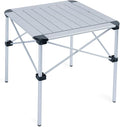 iClimb Lightweight Stable Alu. Folding Square Table Roll Up Top with Carry Bag for Camping Picnic Backyards BBQ Camp Kitchen (Silver, M)