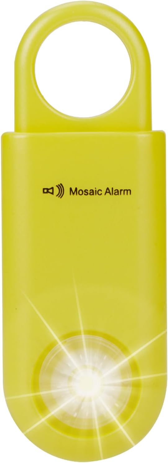 130dB Personal Safety Alarm Ultra Bright Strobe Light Loud Sound Keychain Siren with Carabiner for Women, School Children. Hiking Alarm Bear Deterrent. SOS Emergency Alerts. Lemon Yellow