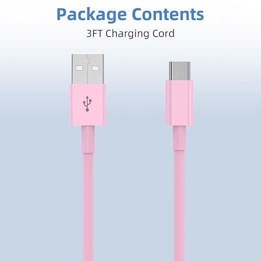 2Pack 3FT USB A to USBC Cable for iPhone 17 16 15 Charger Cord, for Apple 17 16 15/Pro/Pro Max/Plus Type C Cord, for iPad Pro 12.9/11, Air 5th/4th Gen, Car Carplay Charging Cable for Android(Pink)