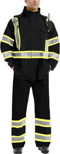 SKSAFETY Hi Vis Safety Rain Jacket for Men, Construction Work Rain Gear Heavy Duty Class 3 Rain Coat Waterproof Lightweight