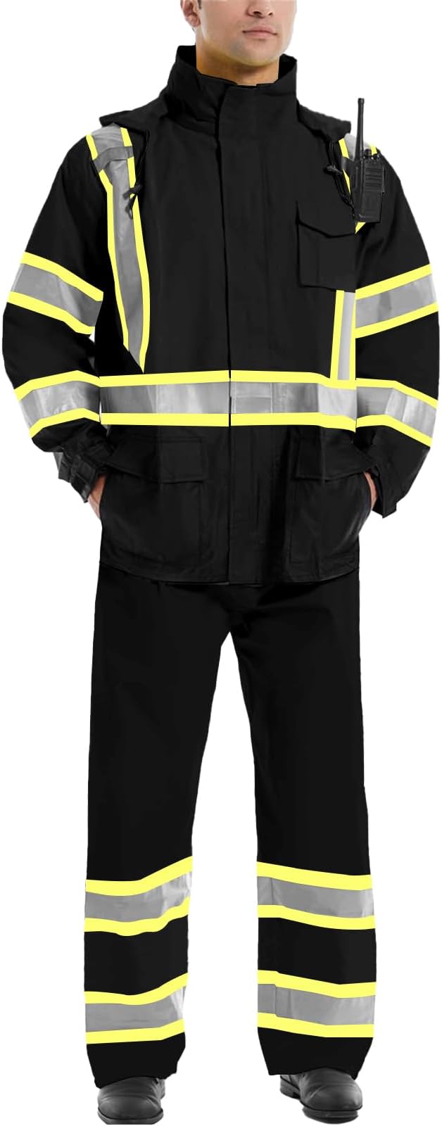 SKSAFETY Hi Vis Safety Rain Jacket for Men, Construction Work Rain Gear Heavy Duty Class 3 Rain Coat Waterproof Lightweight