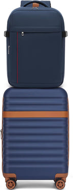 Kono Airline Approved Suitcase Set 3 Piece Luggage Set Lightweight Carry On Travel Luggage, TSA Lock Spinner Wheels Hardshell (Navy/Brown, (BP/20))