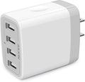 USB Charger Adapter, 2-Pack AILKIN 4.8A 4-Muti Port Phone Wall Plug Fast Charging Block Box for iPhone 17 16 15 14 13 12 Pro Max 11 SE 10 XR XS, Samsung Galaxy, Moto, LG, Pixel, Power Cube Base Brick
