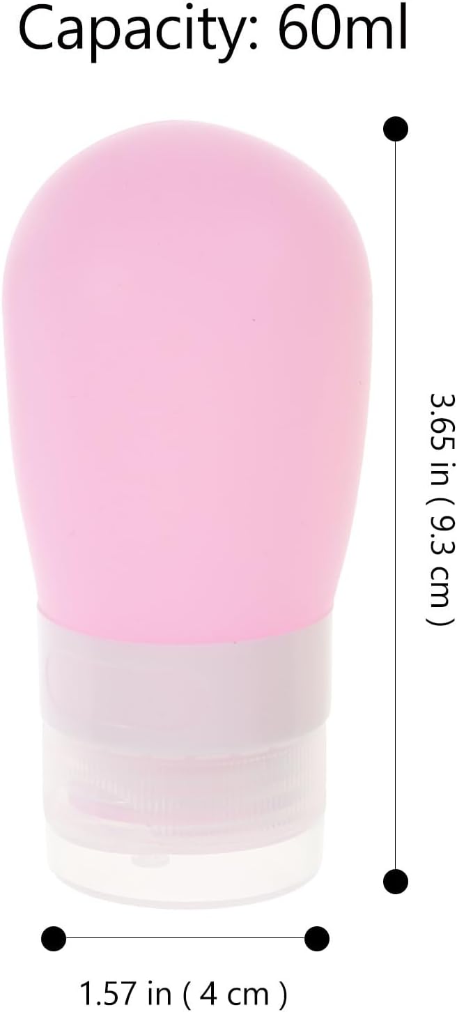 4 Pieces 60ml Travel Squeeze Bottles Set for Shampoo Conditioner Lotion, Leakproof Silicone Travel Containers in White Green Blue Pink, Portable Toiletry Bottles for Tsa Approved