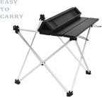 Grope Portable Camping Table with Aluminum Table Top, Folding Beach Table Easy to Carry, Prefect for Outdoor, Picnic, BBQ, Cooking, Festival, Beach, Home Use (Black-S)