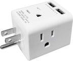 Multi Plug Outlet Extender, Vsanstar 3 Prong Wall Tap 4 Way AC Electrical Outlets Power Strip, Power Plug Splitter Grounded to USA Adapter for Home Office, Kitchen (USA Plug Outlet with USB)
