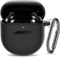 Silicone Case for Bose QuietComfort Earbuds II (2022) & QuietComfort Ultra Case (2023), Shockproof Protective Cover for Bose Earbuds Accessories with Keychain for Men Women (Black)