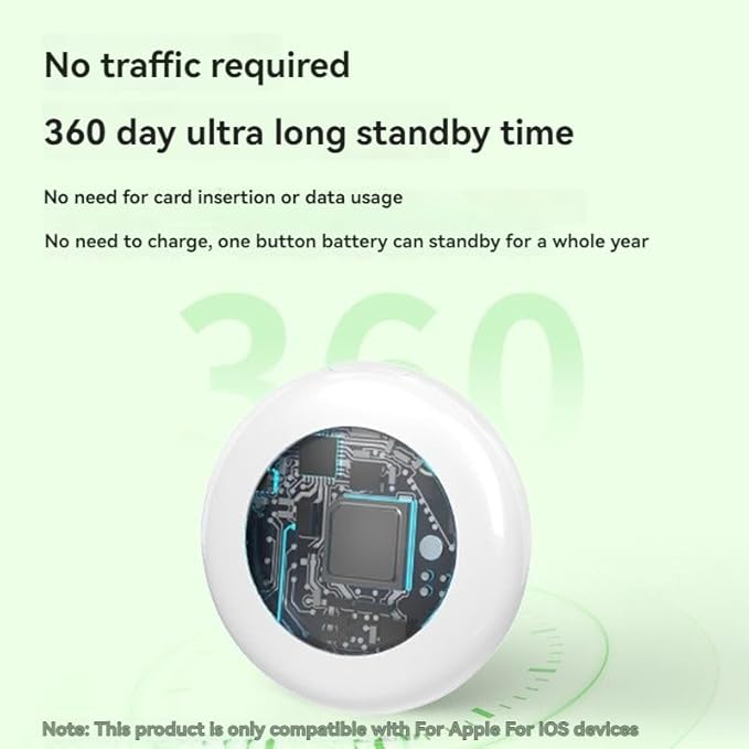 Mini GPS Tracker for Vehicles, Smart Tag Tracking Device, Key Finder Locator with Sound, Car Tracker No Subscription Work with Find My(iOS Only) for Kids, Dogs, Key, Luggage (White)