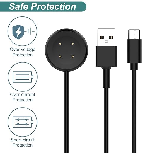 Charger for Google Pixel Watch 2 & 3, Replacement USB-A/C Charging Cable Cord for Smart Watch (3.3ft/1m) (Black)