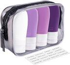 INSFIT Travel Bottles for Toiletries, TSA Approved 3oz Travel Size Containers, BPA Free Leak Proof Squeezable Silicone Tubes for Shampoo Conditioner Lotion Body Wash with Labels