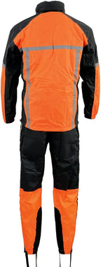 Milwaukee Leather MPM9510 Men's Black Water-Resistant Motorcycle Rain Suit with Hi Vis Reflective Tape