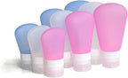 3 Pack Portable Food Grade Squeeze Silicone Liquid Travel Bottles For Shampoo, Conditioner, Lotion, Toiletries, condiments(2 OZ Pink + White + Blue)