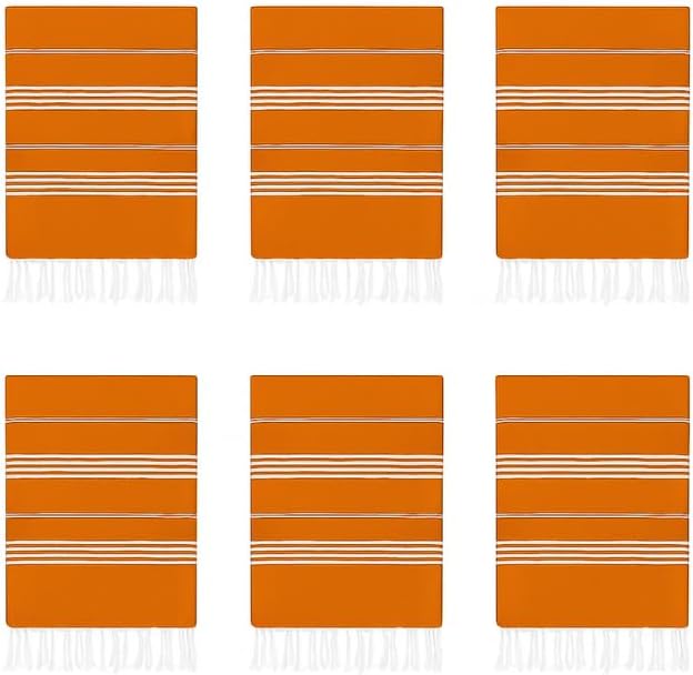 HAVLULAND Turkish Beach Towel Oversized 72"x40" Bath Towels Bulk Set Extra Large Sand Free Quick Dry Absorbent Lightweight Pool Swim Camping Blanket Adults XL Big Vacation Essentials (Orange, 6 Pack)