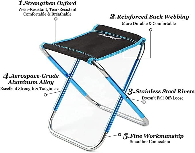 Ultralight Portable Folding Camping Stool for Outdoor Fishing Hiking Backpacking Travelling(XL:13"x14"x15";Large:11.8"x11"x11.4"; Medium:8.3"x9.5"x 11")
