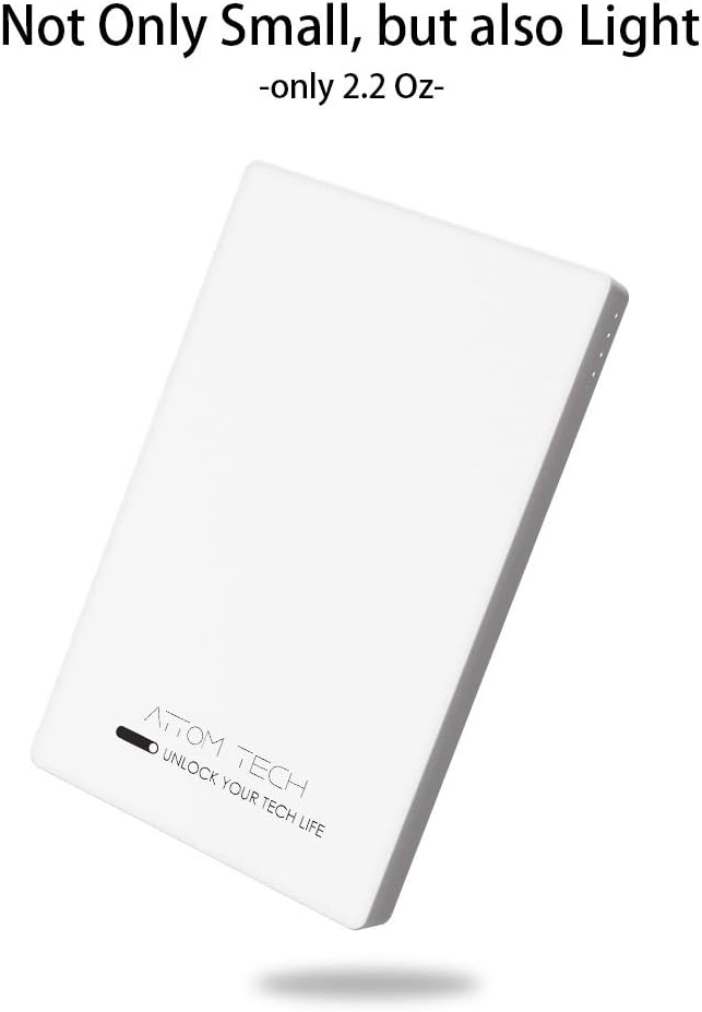 Dual USB Output Super Slim Power Bank Ultra Thin, 3000mAh Portable Charger Mini External Phone Battery Pack Small Dual Outlet, Emergency Phone Power Backup (White)