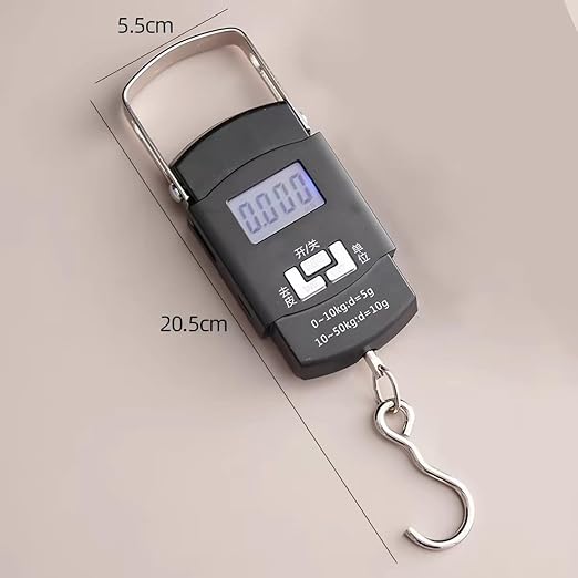 Digital Hanging Scale, 50kg/110lb Portable Electronic Hand Scale with Stainless Steel Hook, High Precision Mini Luggage Weight Scale for Travel, Fishing, Hunting, Camping