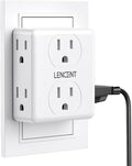 LENCENT 2 to 3 Prong Outlet Adapter, 2 Prong Power Strip, 6 Widely Spaced Outlets Extender, 3-Sided Wall Plug Splitter, 1875W Max, Compact Wall tap for Non-Grounded Outlets in Old House Hotel Dorm