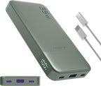 JUOVI Power Bank 10000mAh, 35W Portable Charger,Fast Charging Portable Battery Pack with PD 3.0 & QC 4.0, USB C Portable Power Bank for iPhone 15 14 13 Series, Galaxy, Tablet, and More（Green）