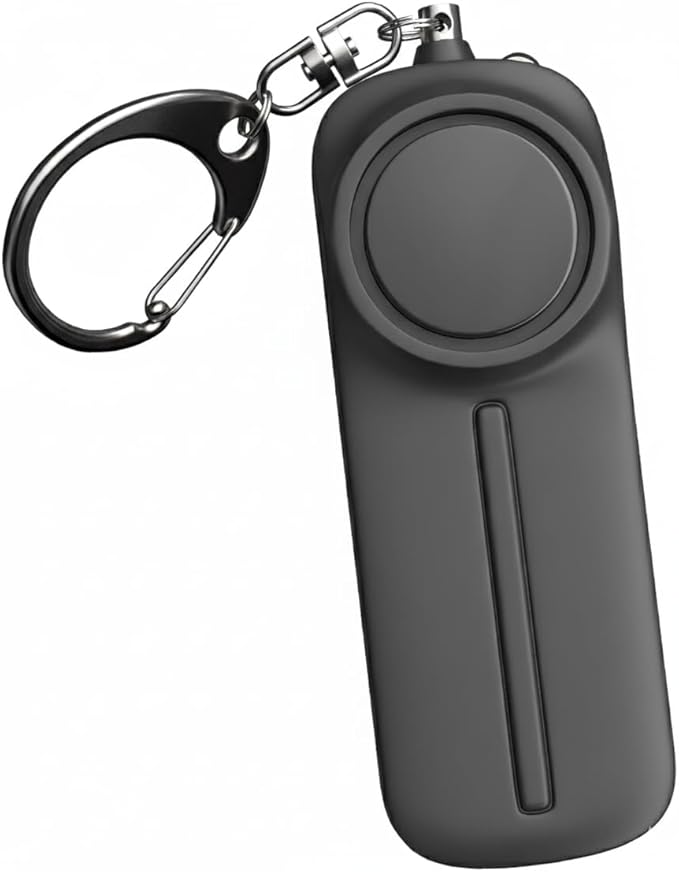 Personal Alarm Keychain for Women Self Defense - Loud Safety Whistle Alert Device with LED Light – 130 dB Emergency Security Handheld Siren Key Chain by WETEN, Black