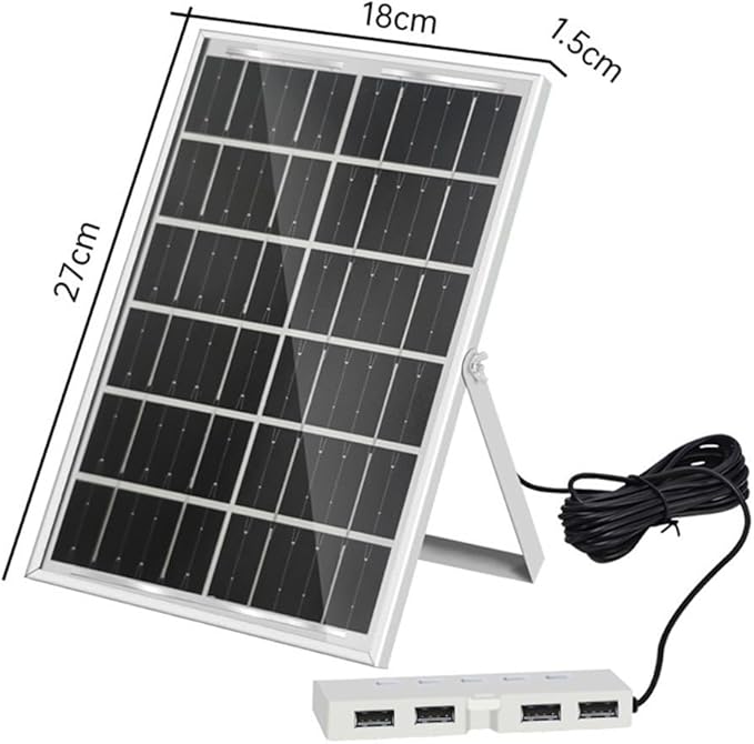 6W 5V Solar Panel USB Charger With 4 USB Ports For Fans And Electronic Devices, Solar Battery Charger Featuring Aluminum Frame For Reliable Charging In Various Conditions