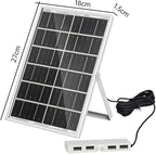 6W 5V Solar Panel USB Charger With 4 USB Ports For Fans And Electronic Devices, Solar Battery Charger Featuring Aluminum Frame For Reliable Charging In Various Conditions