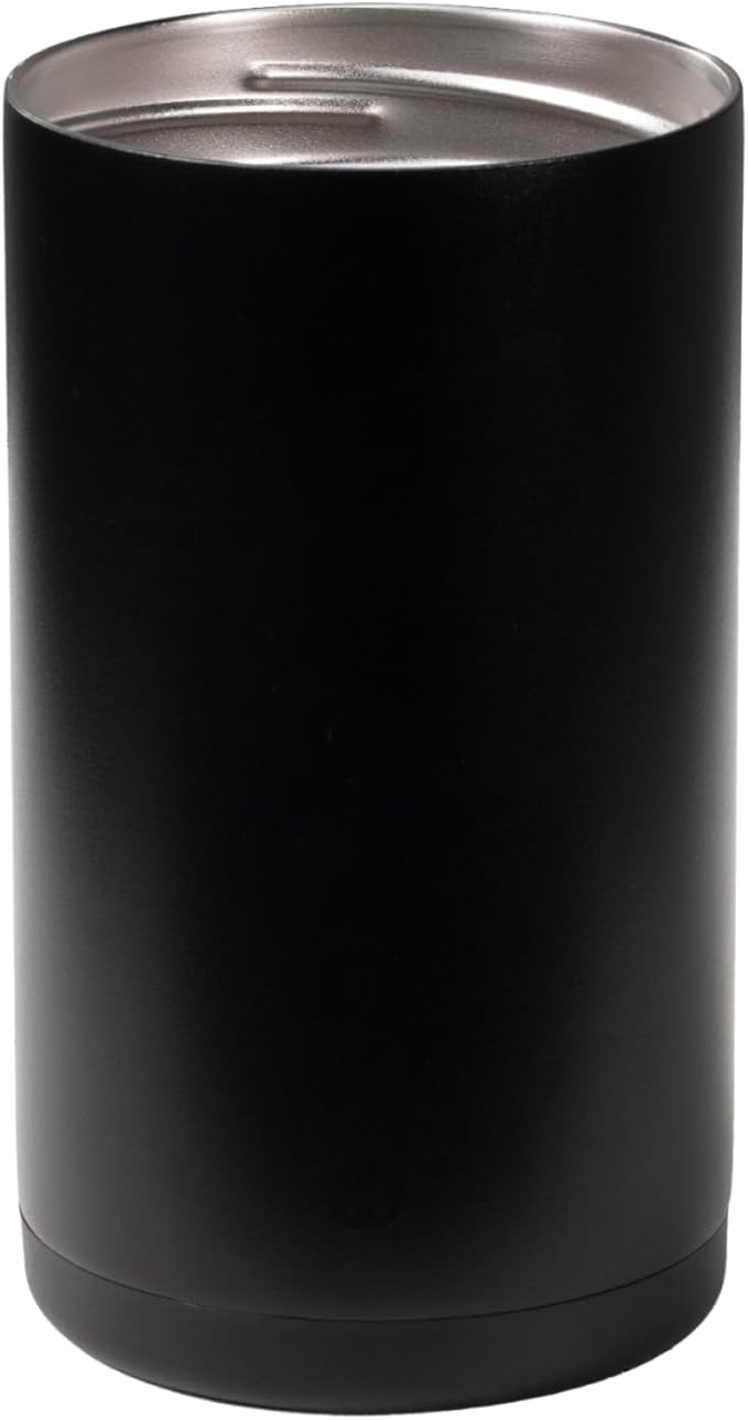 HydroJug Standard Can Cooler - 2-in-1 Insulated Can Cooler Cup - Stainless Steel Can Holder with Non-Slip Rubber Base - Screw-Top Lid - Dishwasher Safe - 16oz, Black