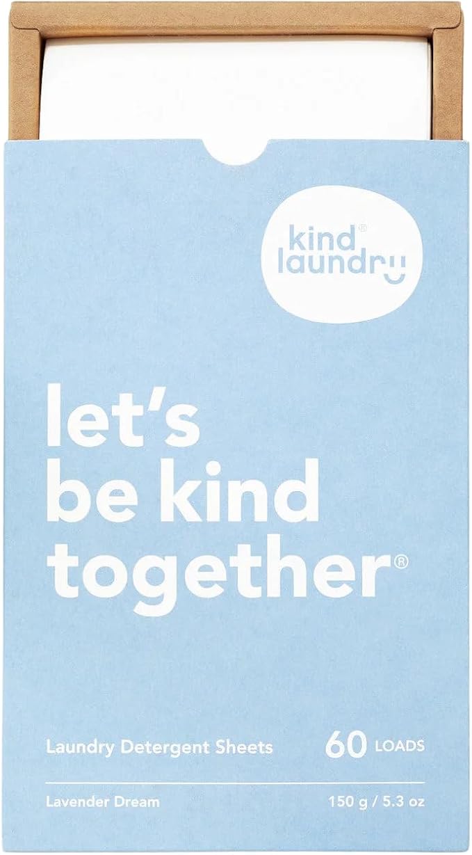 Kind Laundry Detergent Sheets – 60 Loads Lavander Dream, EWG Verified, No Residue After Wash, Eco Plastic-Free Liquidless Laundry Soap, Non-Toxic Formula, for Sensitive Skin, Travel & Dorm Friendly