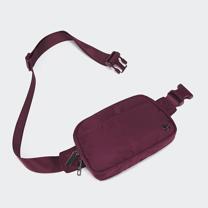 Pander Everywhere Belt Bag for Women, 5 Zipper Pockets Nylon Crossbody Fanny Pack Purse (Red Merlot)