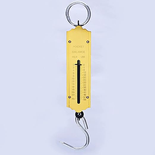 Yellow Fishing Scale with Hook Portable Mechanical Luggage Scale Weight Scale Auto-Off Function for Household, Shops, Luggage, Travel, Fishing, Outdoors