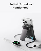 sharge ICEMAG 3 MagSafe Portable Charger, Qi2.2 25W Magnetic Power Bank 10000mAh 35W USB-C Fast Charging, with Active Cooling& Built-in Cable, Transparent RGB Design for iPhone 17e/16/15 Series
