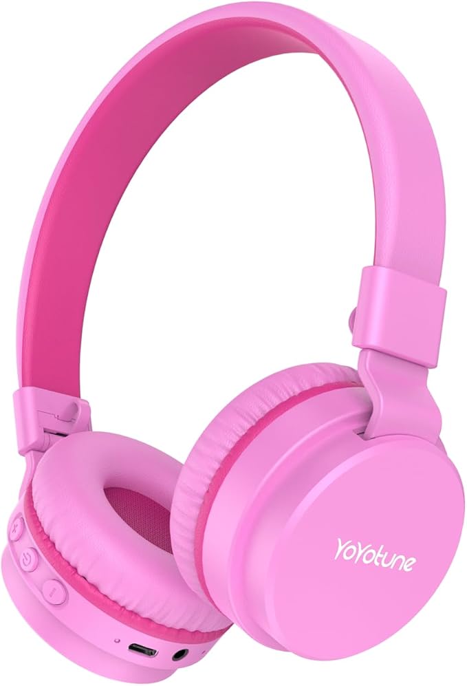 Kids Bluetooth Headphones,Lightweight Kids Headphones Wireless,85/94dB Safe Volume,40H Playtime,Fast Charging,Bluetooth 5.3,Over Ear,Toddler Headphone Built-in Mic for School/Tablet/Travel (Pink)