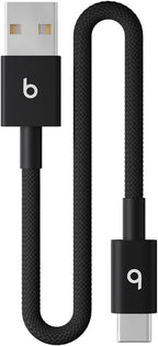 Beats USB-A to USB-C Woven Short Cable Fast Charging Durable/Tangle-Free Compatible Charger for Apple & Android Devices (8 in, 20 cm) - Bolt Black