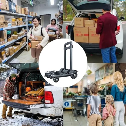 Heavy Duty Folding Hand Truck Portable Sack Trolley Cart for Luggage & Shopping Compact Foldable Utility Cart for Easy Moving (32x25x93cm)