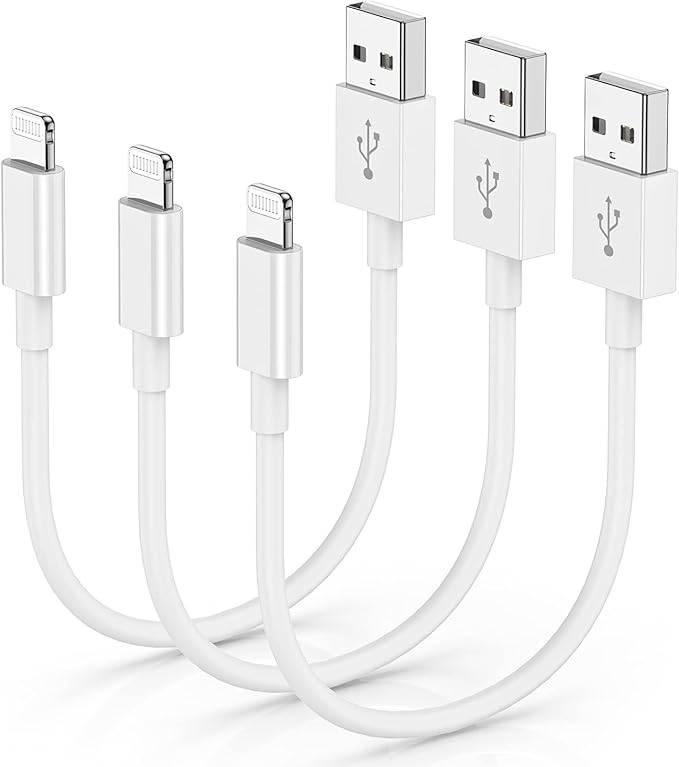 3 Pack Apple MFi Certified Short iPhone Charger Cable 1Ft, Apple Lightning to USB Cable Cord 1 Foot, 2.4A Fast Charging, Apple Phone Chargers for iPhone 13/12/11/11Pro/11Max/ X/XS/XR/XS Max/8/7/6