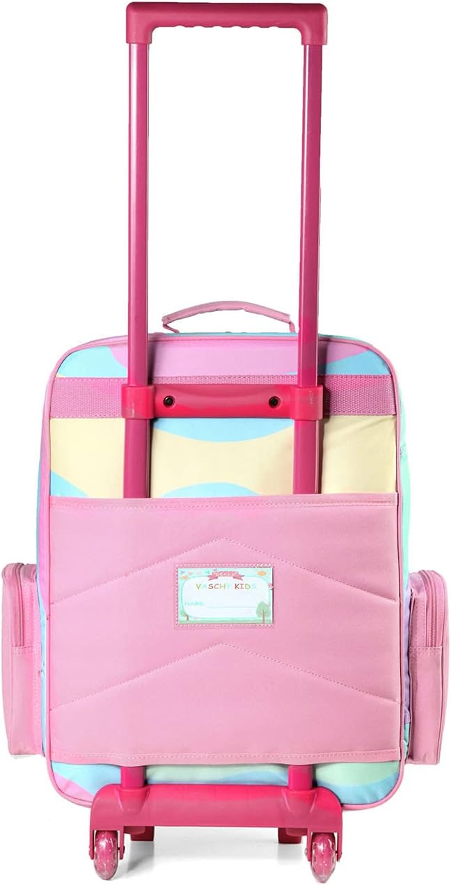 VASCHY Kids Luggage for Girls, Cute Rolling Travel Carry on Suitcase for Toddlers/Children with Wheels 18inch Unicorn