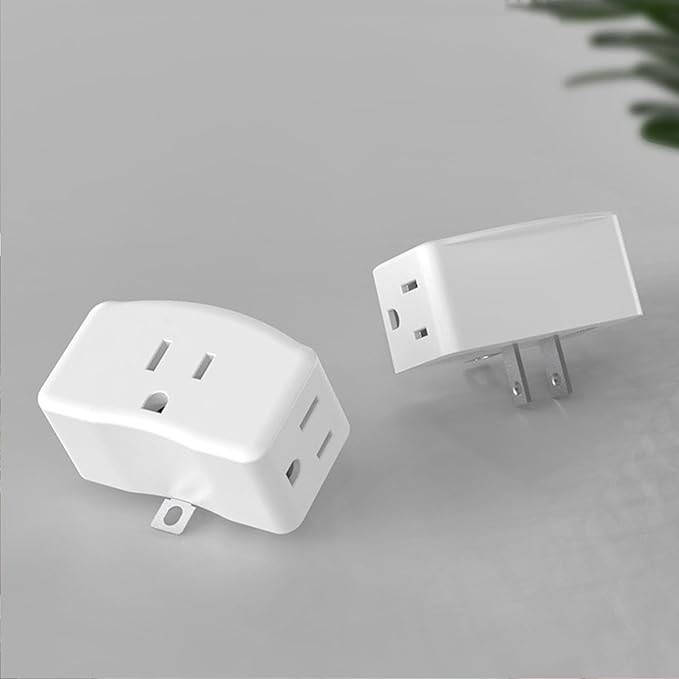ETL Listed 3 Prong to 2 Prong Grounded Adapter, FiiMan 3 Pin to 2 Pin Polarized Plug Extender Power Strip Triple Outlet Converter, 3-Sided Outlets Wall Plug Splitter for Household Appliances,White(2)