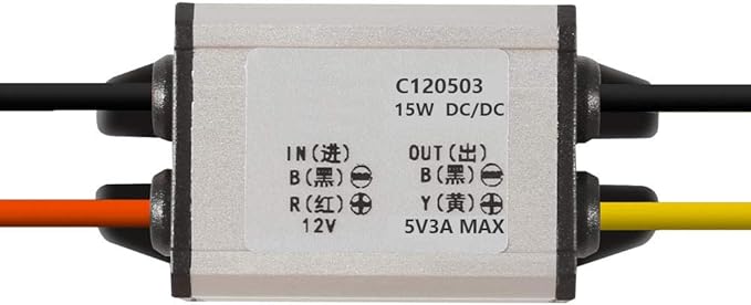 3Pcs 12V to 5V DC Converter Car Power Voltage, Waterproof DC 6.3-22V 12V Step Down to 5V 3A 15W Voltage Regulator Buck Converter Power Supply Step-Down Module Compatible with Vehicle Car Truck Volt